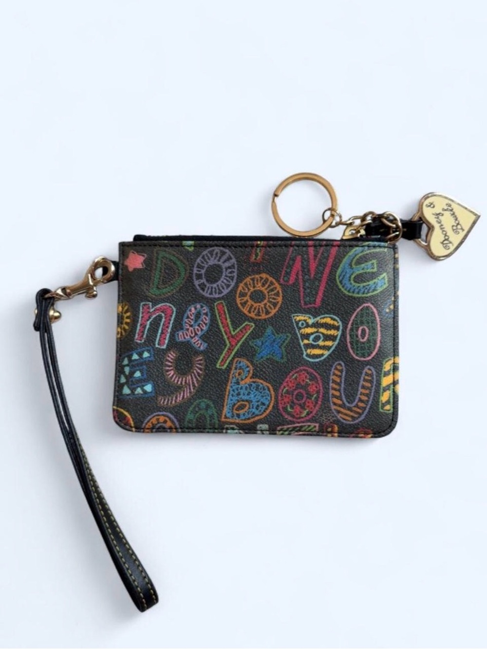 Vintage Dooney & Bourke Multicolor Graffiti Zip Wristlet